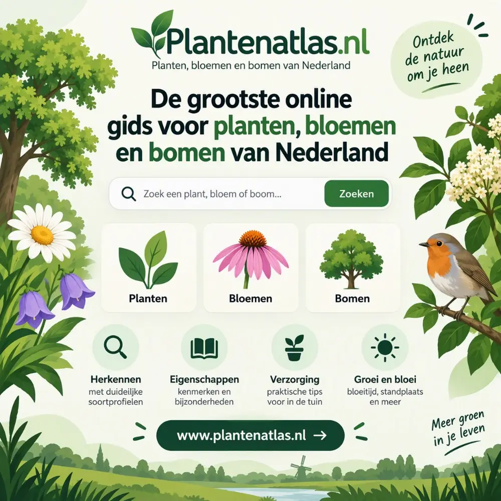 Homepage van Plantenatlas.nl met planten, bloemen en bomen